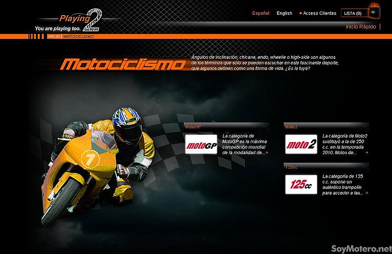 Página web de la empresa Playing2 que permite poner tu cara en las motos de MotoGP