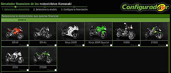Configurador de Motos Kawasaki: categoría motos deportivas