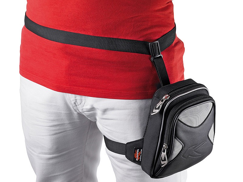 Bolsa ajustable en cintura y pierna, muy cómoda para pequeños objetos cotidianos. realizada en cordura.