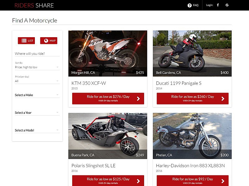 Portal Riders Share, para el intercambio de motos 