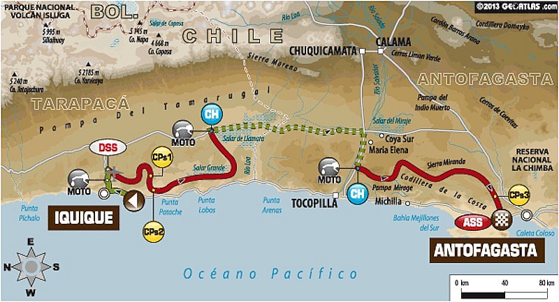 Mapa de la 10ª etapa del Dakar 14