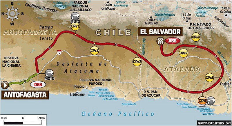 Mapa de la 11ª etapa del Dakar 14