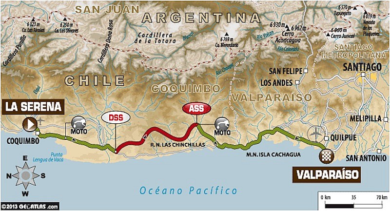 Mapa de la 13ª etapa del Dakar 14