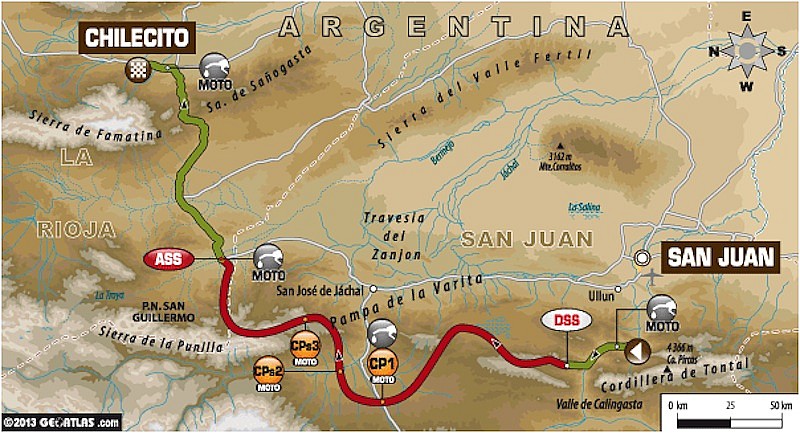 Mapa de la etapa cuarta del Dakar 14