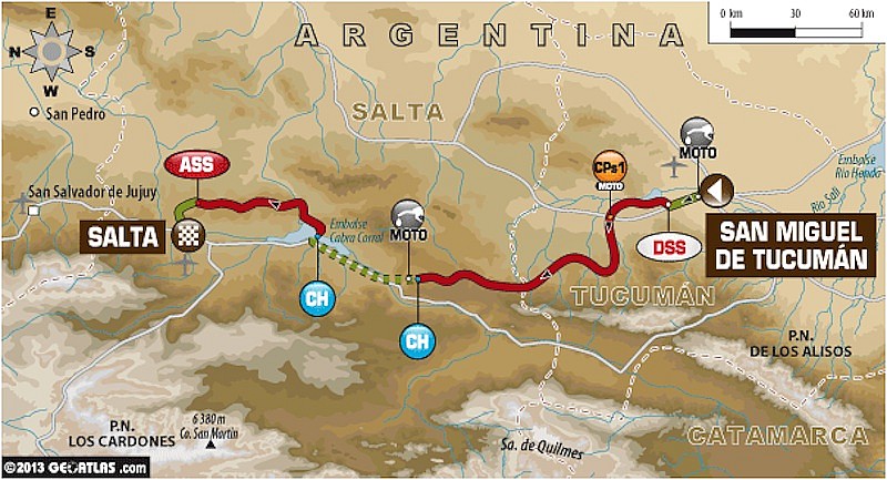 Mapa de la 6ª etapa del Dakar 14