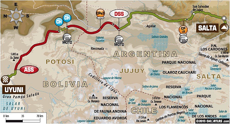 Mapa de la 7ª etapa del Dakar 14