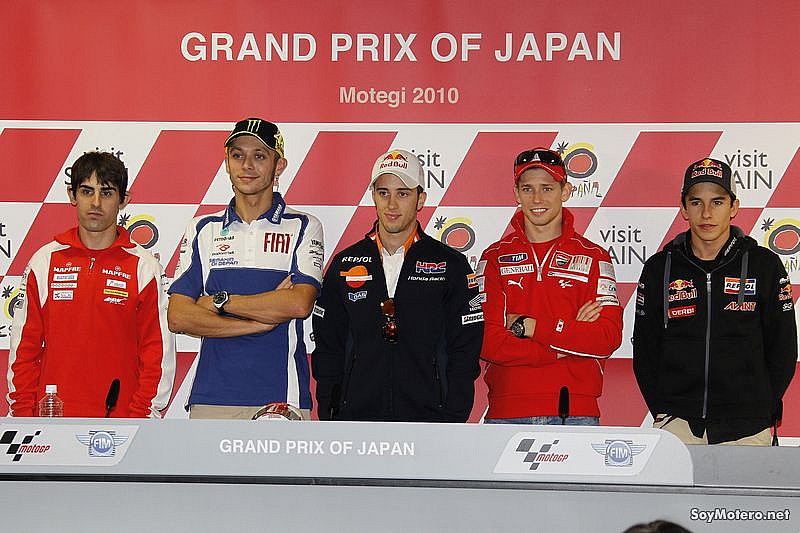 GP de Japón 2010 - Julito Simón, Rossi, Dovi, Stoner y Márquez
