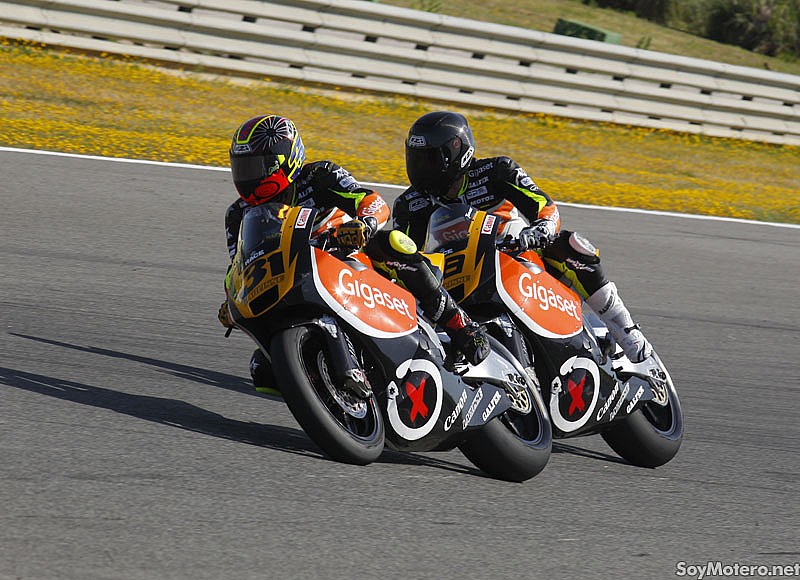 Carmelo Morales y Jordi Torres, compañeros en el equipo LaGlisse de Moto2 en el CEV