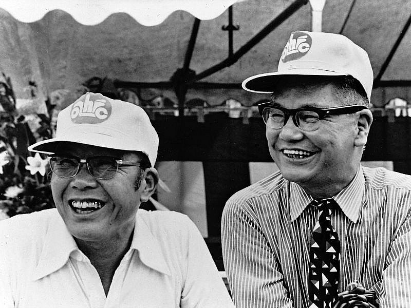 Soichiro Honda (izquierda) y Takeo Fujisawa.