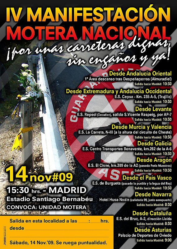 cartel IV Manifestación Motera Nacional del 14 de noviembre en Madrid
