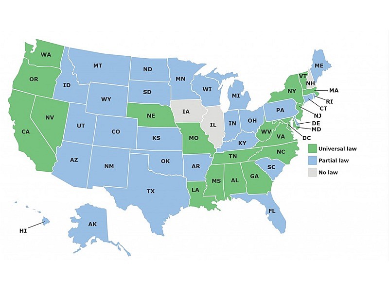 Mapa del uso del casco en EEUU