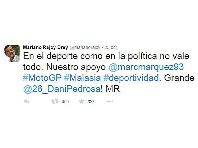 Tweet de Mariano Rajoy.
