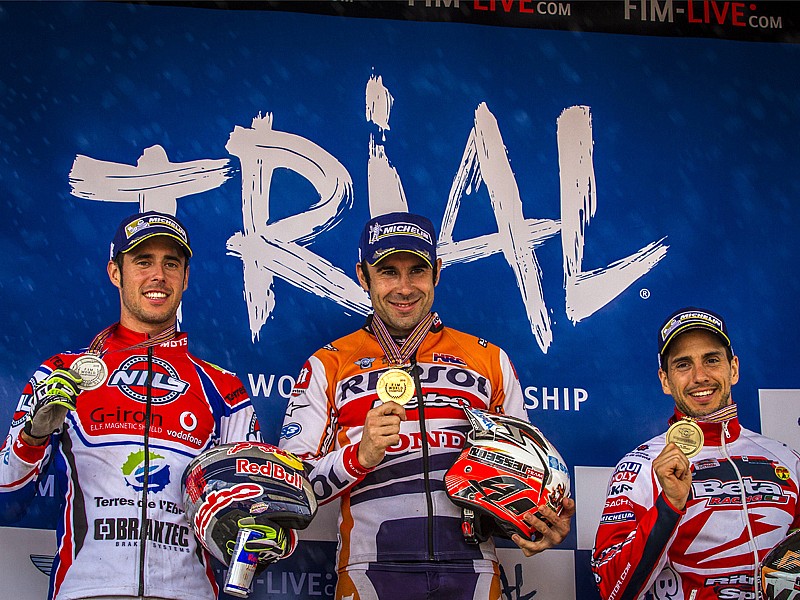 Toni Bou, Adam Raga y Jeroni Fajardo, podio del Mundial de Trial 2015.