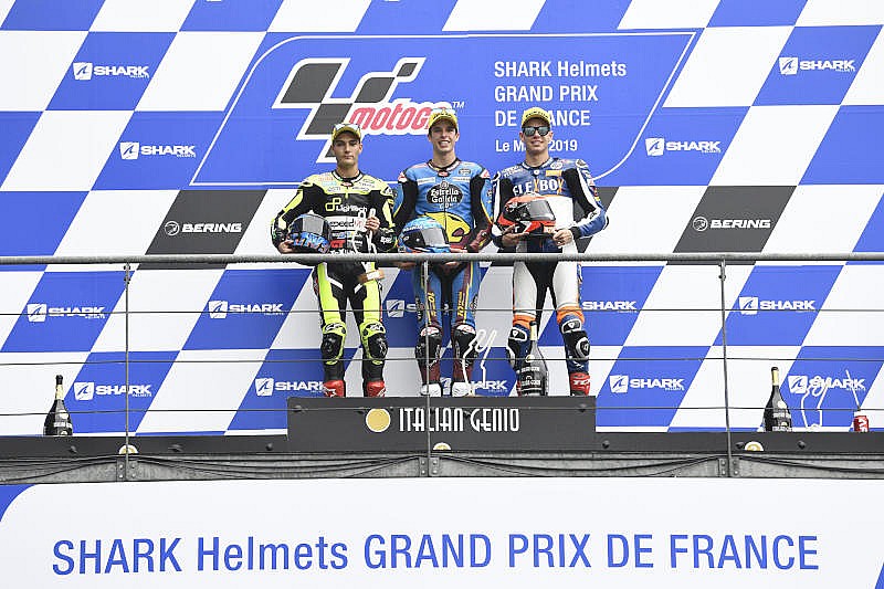 GP Francia 2019, podio (español) de Moto2