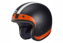 Casco jet retro Arai Freeway Classic negro-blanco-naranja