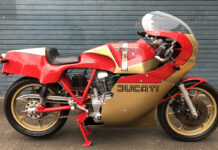Ducati 900 MHR NCR Replica en Australia, decoración oro/rojo en vez de verde/rojo