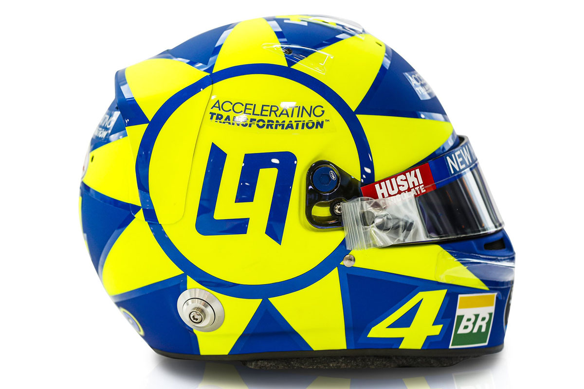 Lado derecho del casco de Norris