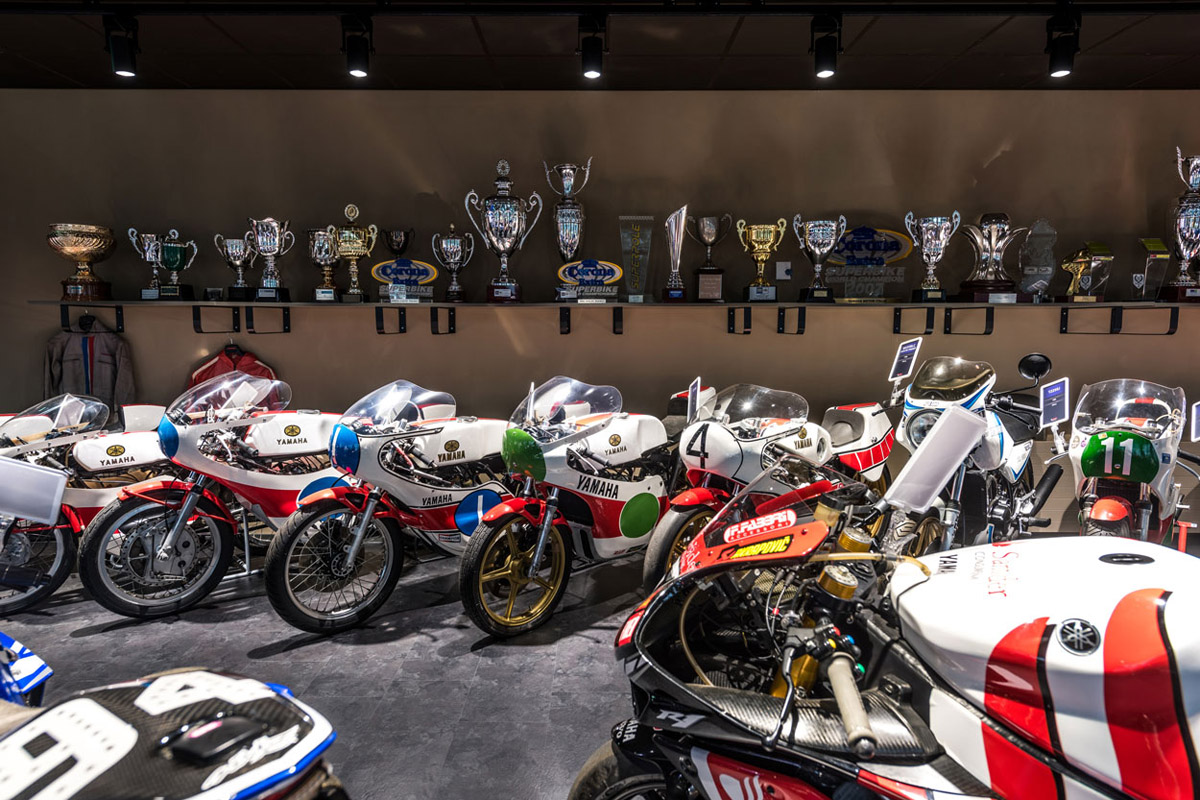 Colección de motos de carreras en el Museo Yamaha de Amsterdam
