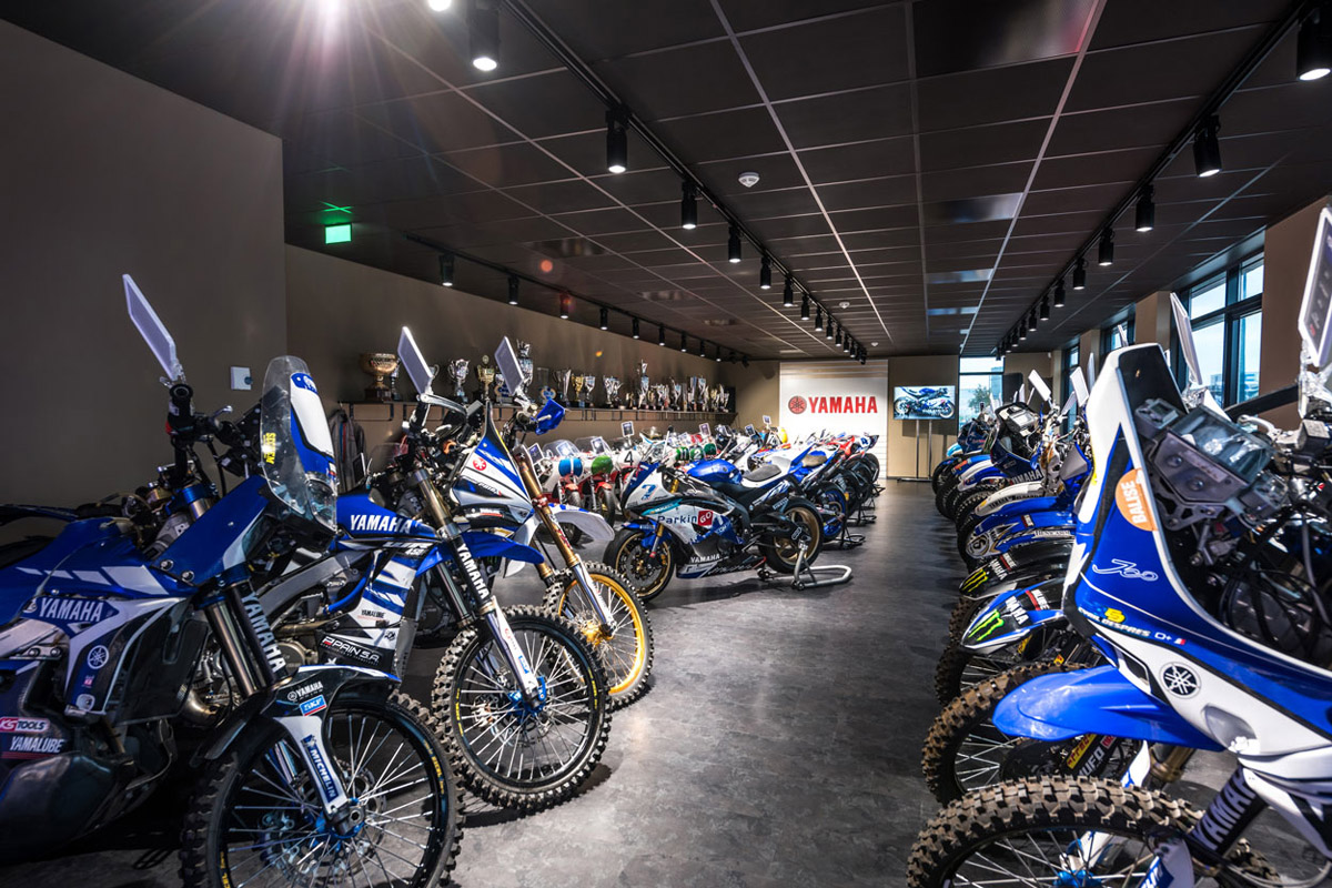 Colección de motos off road racing en el Museo Yamaha de Amsterdam