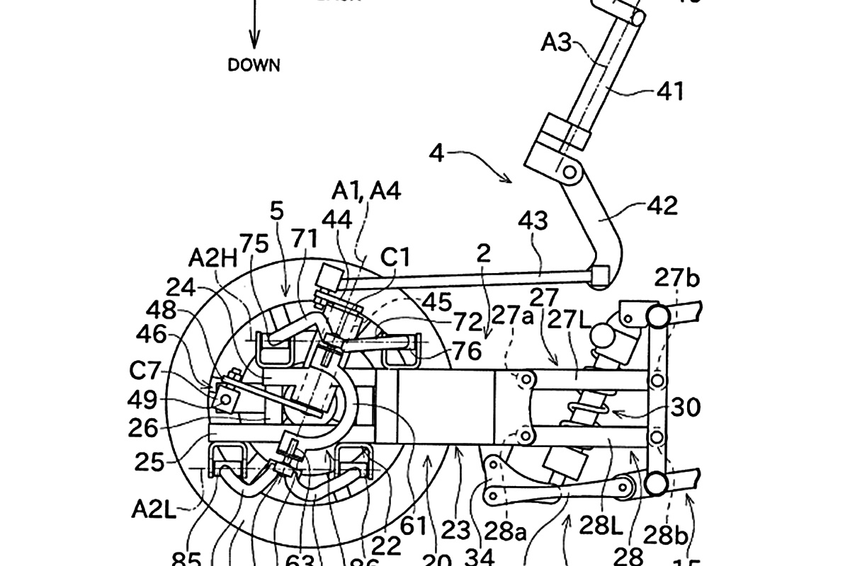 Patente Kawasaki moto tres ruedas
