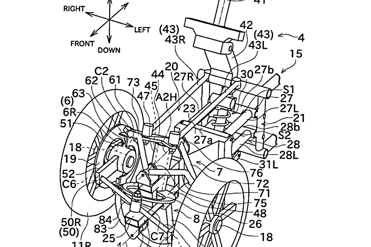 Patente Kawasaki moto tres ruedas