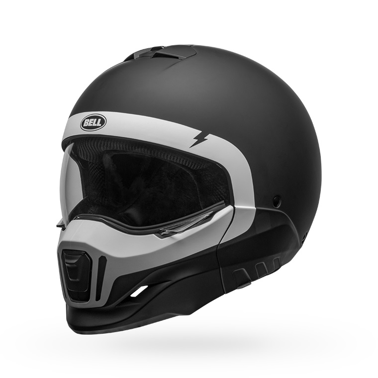 bell-broozer-modular-street-motorcycle-helmet-cranium-matte-black-white-front-left