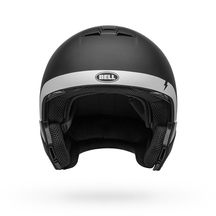 bell-broozer-modular-street-motorcycle-helmet-cranium-matte-black-white-no-chin-bar-front