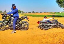 El juego de la cuerda en moto