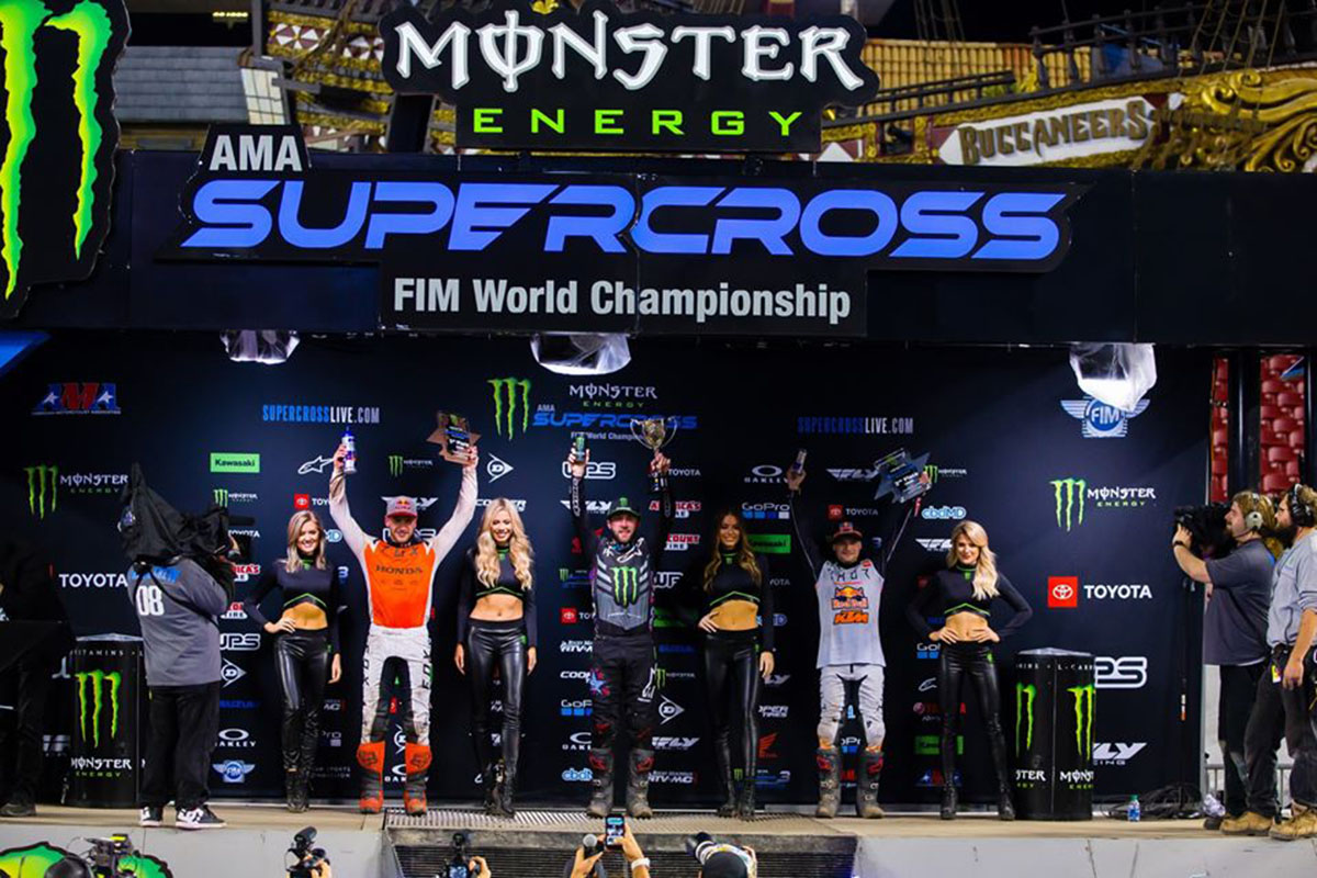 Podio de la RD7 del AMA SX 2020