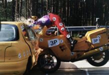 Simulacro de accidente de moto