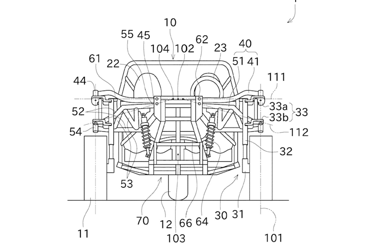 Patente Kawasaki Slingshot inclinable