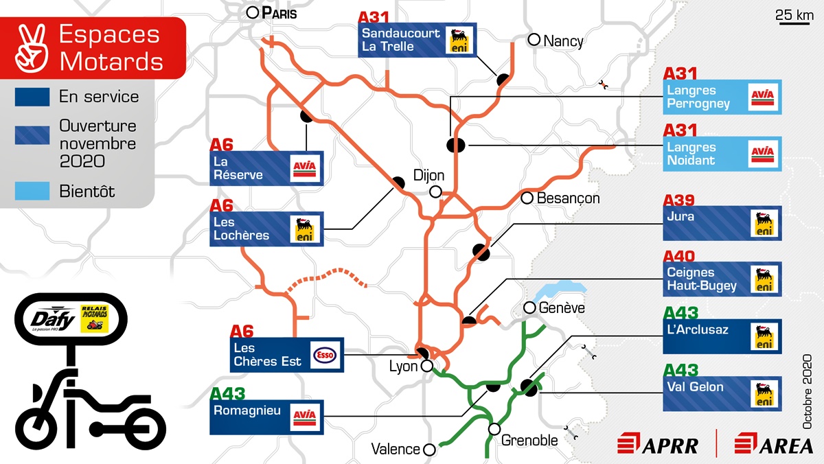 Mapa Areas descanso motoristas en Francia