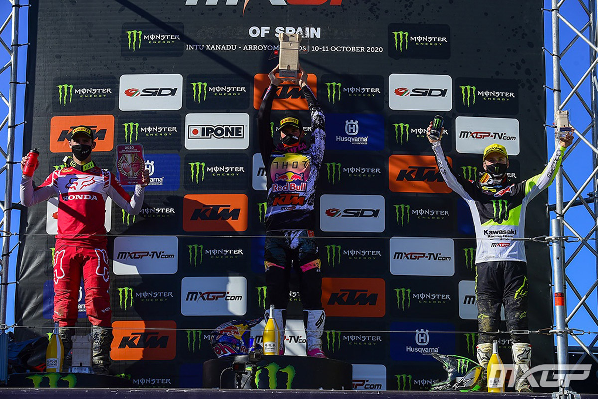 Podio final del MXGP de España 2020