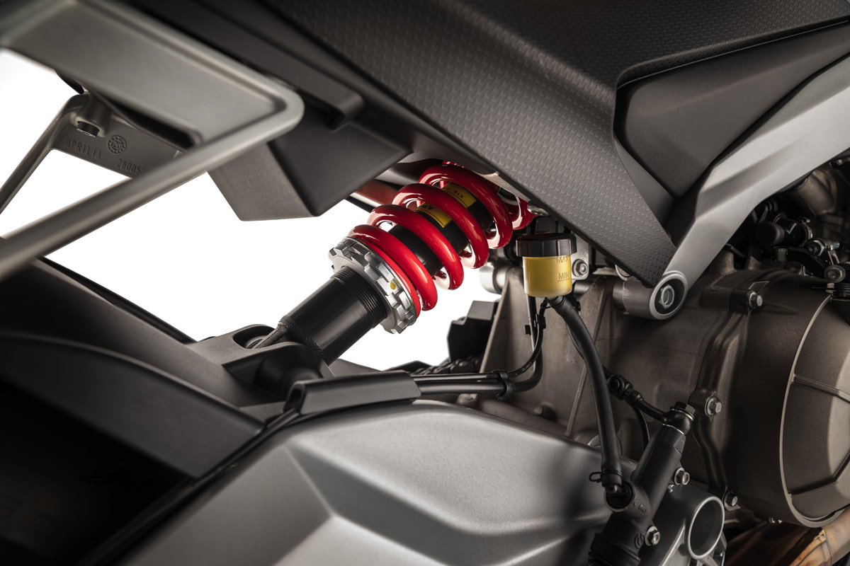 Monoamortiguador trasero sin bieletas en la Aprilia RS 660