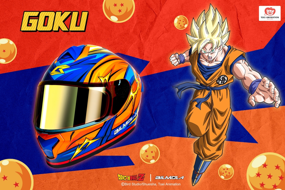 El casco de moto de Goku creado por Bilmola