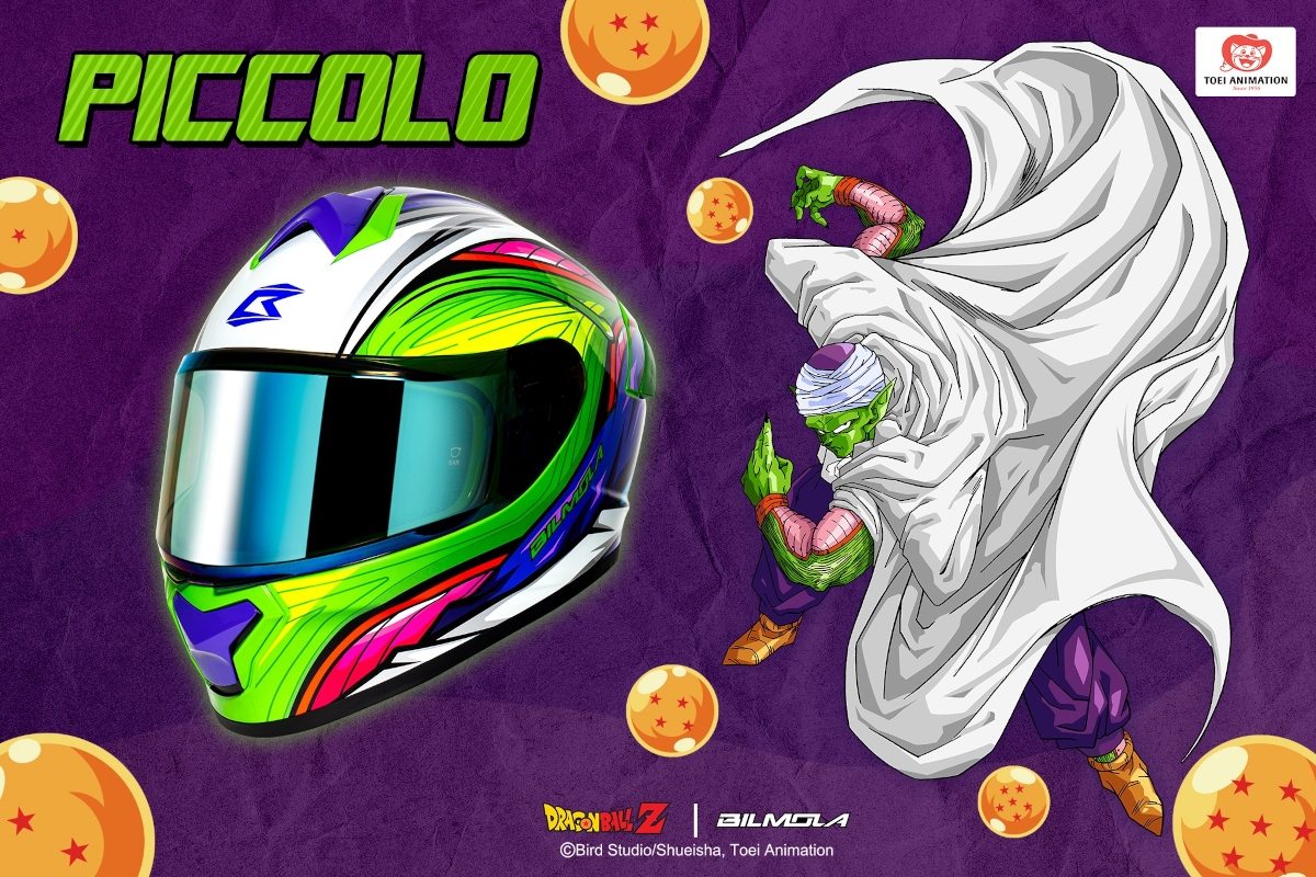 El casco de moto de Piccolo creado por Bilmola