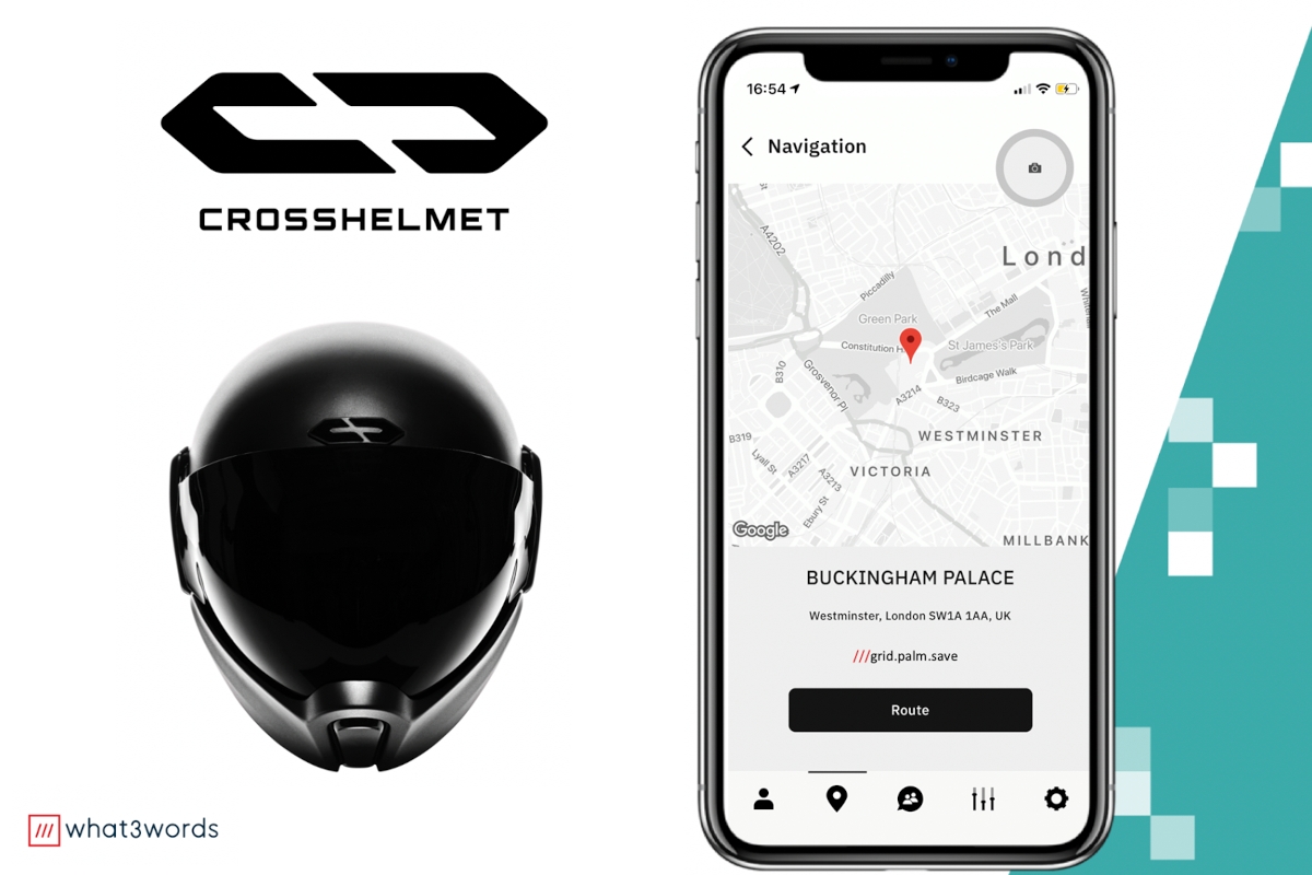 El casco de moto inteligente CrossHelmet X1 ahora es compatible con la app What3Words