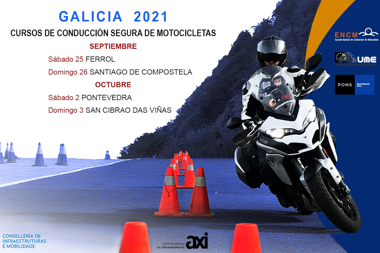 Cartel de los cursos gratis para motos en Galicia