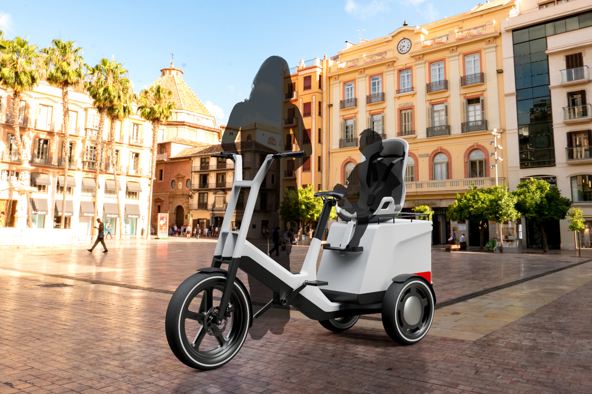 El triciclo eléctrico BMW Dynamic Cargo con transporte de niños y equipaje