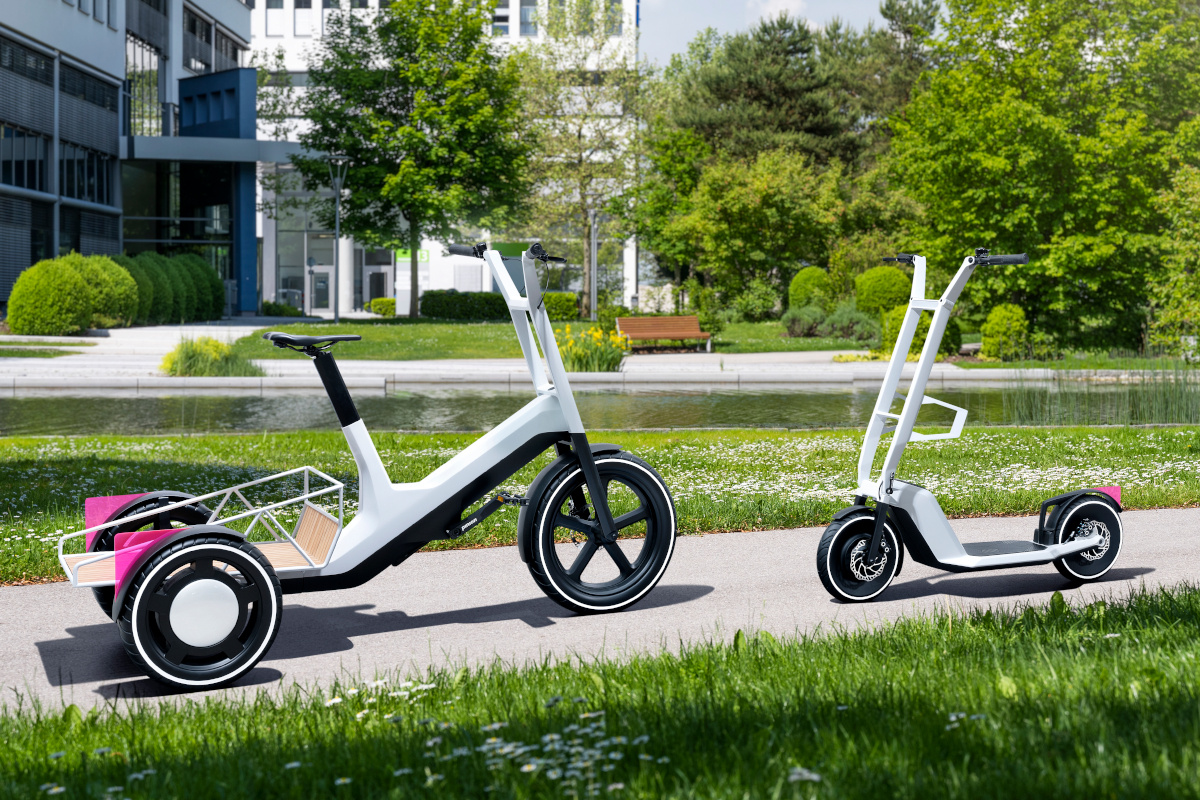 El BMW Dynamic Cargo, un triciclo eléctrico de transporte y el BMW Clever Commute, un scooter eléctrico plegable