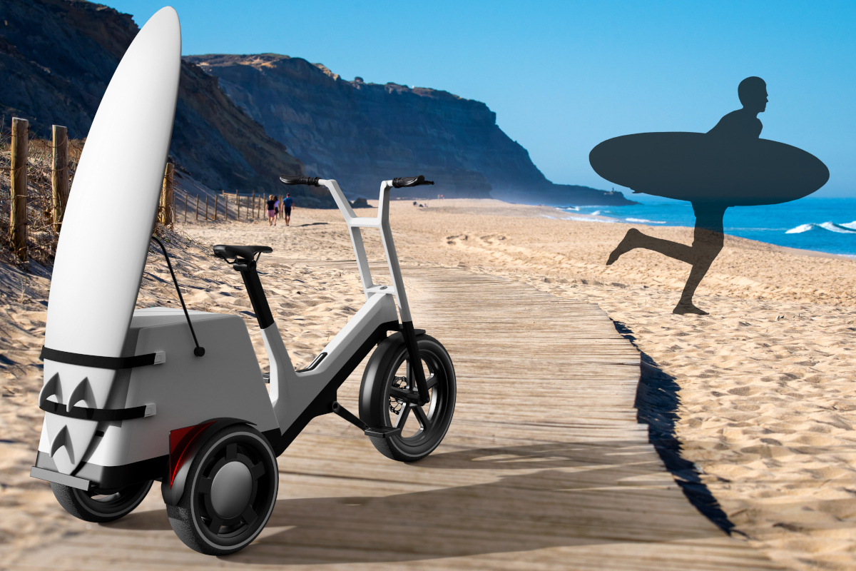 El nuevo triciclo eléctrico BMW Dynamic Cargo permitirá hasta llevar ¡una tabla de surf!