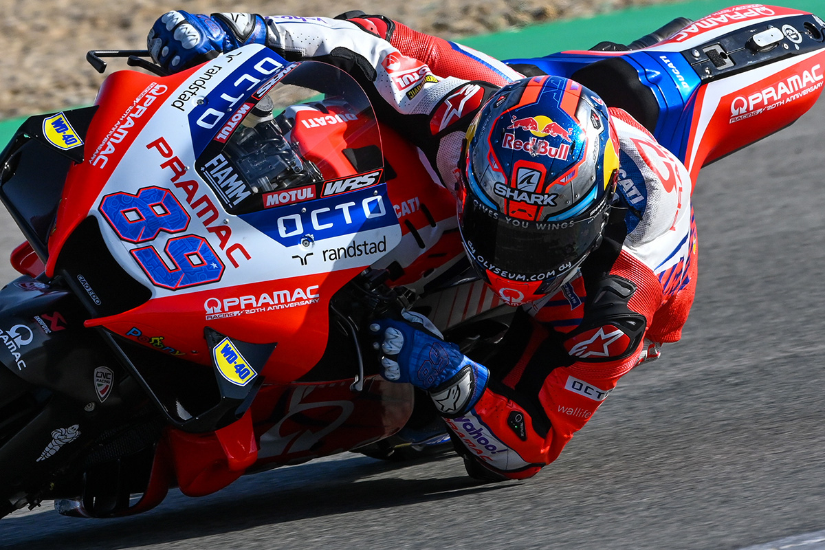 Jorge Martín probando la Ducati GP21 de Pramac Racing