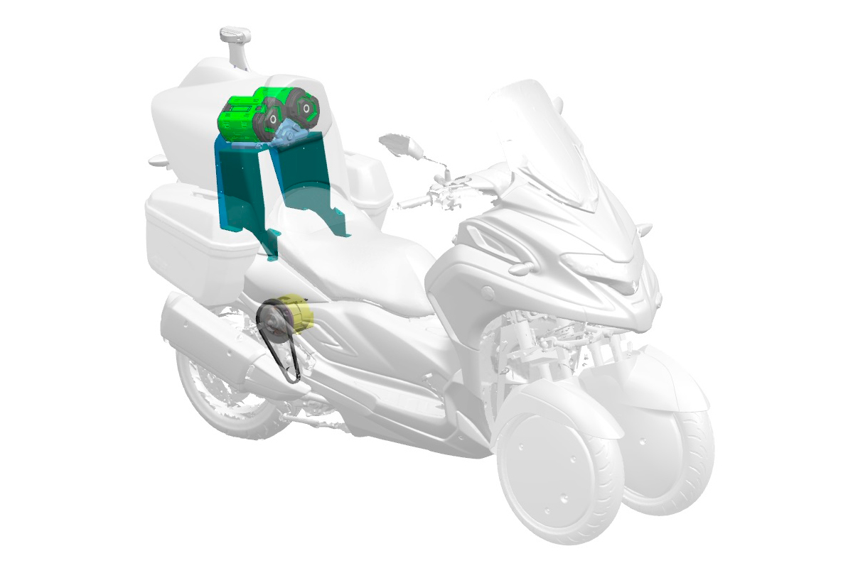Las baterías del scooter con agujero accionan un motor eléctrico situado en la parte trasera