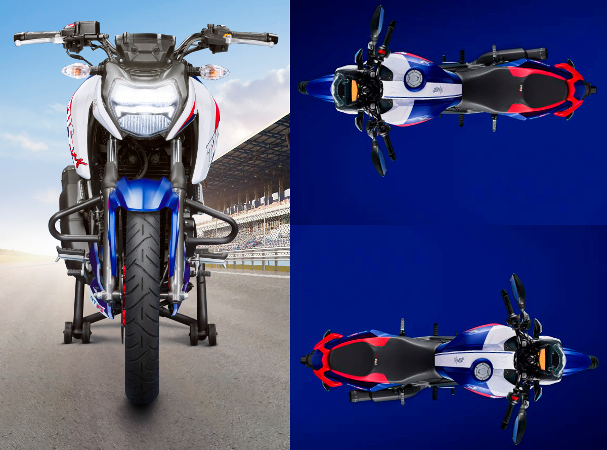 La nueva TVS Apache RTR 165 RP vista desde diferentes perspectivas