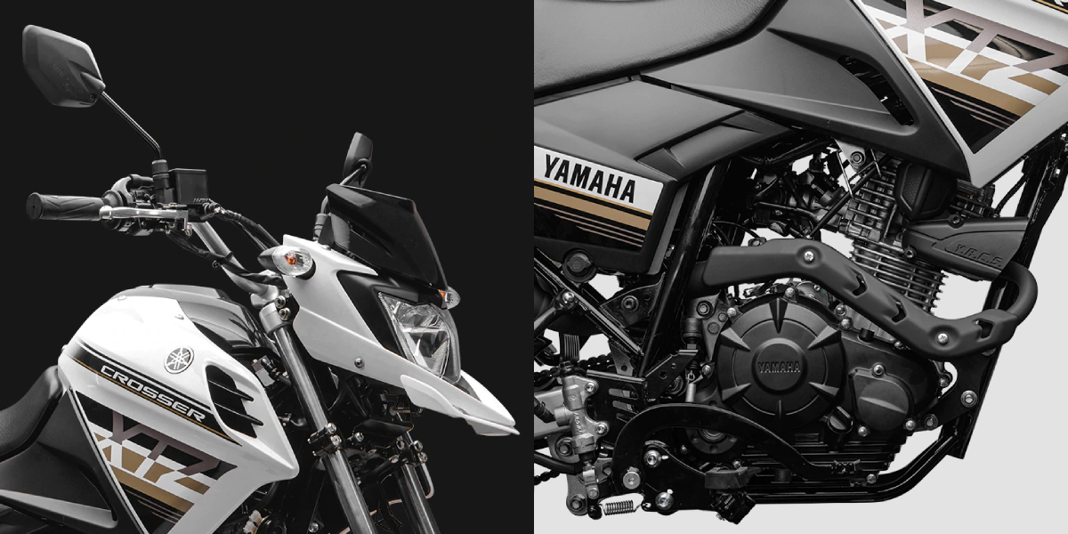 Detalle del frontal y del moto de la nueva Yamaha Crosser 150 S