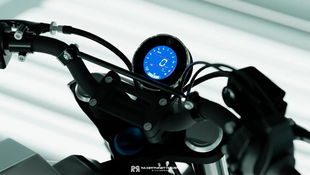Detalle del odómetro de la nueva custom Yamaha XSR155 Modern Flattracker