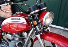 Detalle del faro de la Honda SL 350 de John Wayne