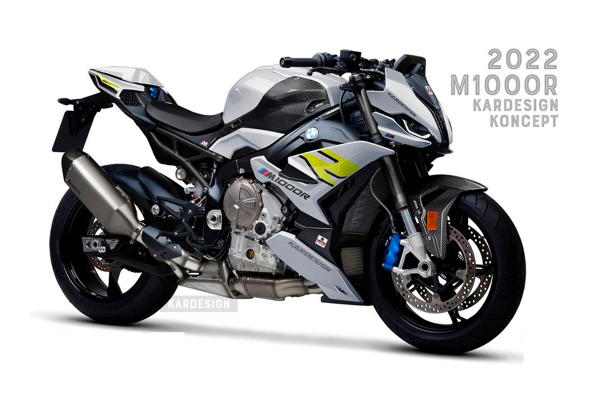 Nueva BMW M 1000 R diseñada por Kardesign en acabado blanco con la R en amarillo flúor