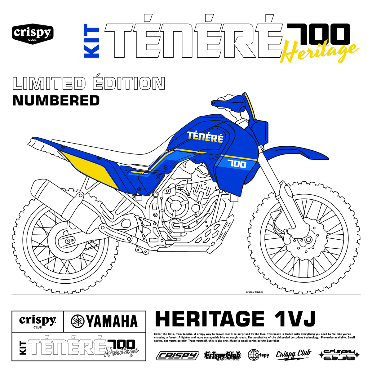 Este kit Heritage para la Yamaha Ténéré 700 sustituye todo el carenado al completo, además de la luz delantera