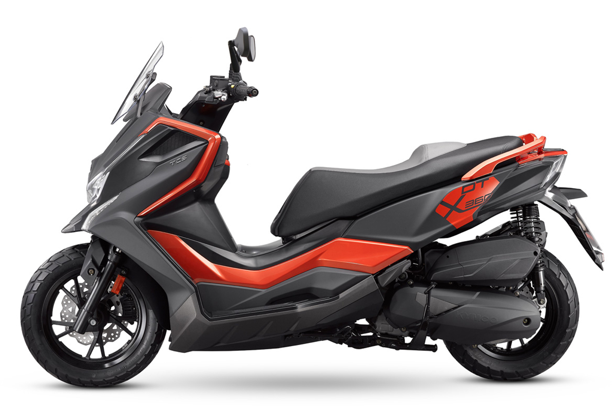 El nuevo KYMCO DTX 350 visto desde el lado izquierdo